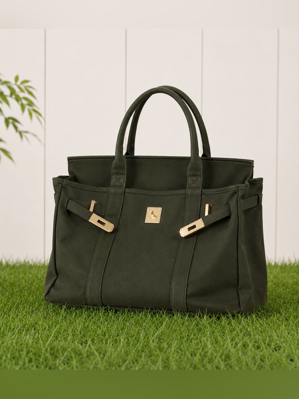 Boatkin Olive Green Tote Bag~  solid color everyday carryall